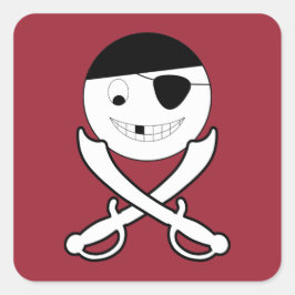 Freundliches Lächeln Pirate mit Crossed Schwerter Quadratischer Aufkleber