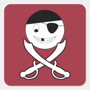 Freundliches Lächeln Pirate mit Crossed Schwerter  Quadratischer Aufkleber