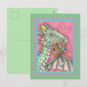 FREUNDLICHES OSTEREI-DRACHE, SÜSSE FANTASIE FEIERTAGSPOSTKARTE