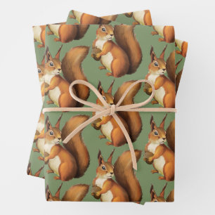 Freundliches Wald-Eichhörnchen-Geschenkpapier Geschenkpapier Set