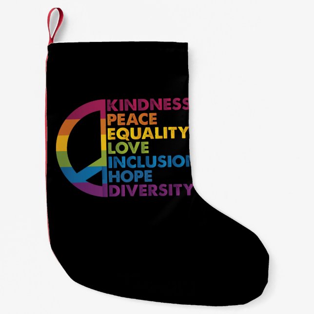 Freundlichkeit Frieden Gleichheit Liebe Inklusion  Kleiner Weihnachtsstrumpf (Vorderseite)