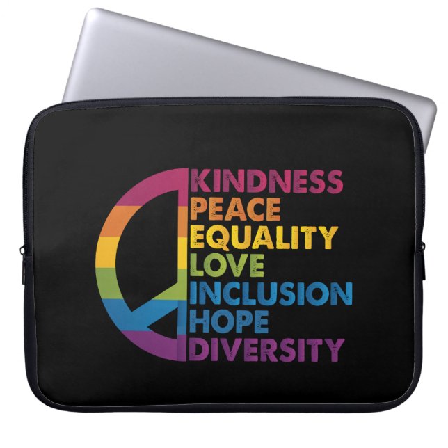 Freundlichkeit Frieden Gleichheit Liebe Inklusion  Laptopschutzhülle (Vorderseite)