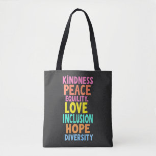 Freundlichkeit Frieden Gleichheit Liebe Inklusion Tasche