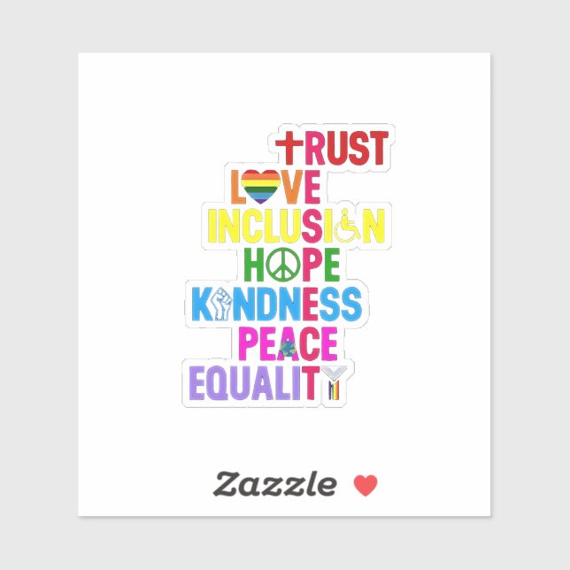 Freundlichkeit Frieden Gleichstellung Liebe Inklus Aufkleber (Blatt)