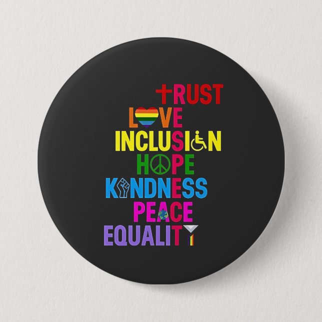 Freundlichkeit Frieden Gleichstellung Liebe Inklus Button (Vorderseite)