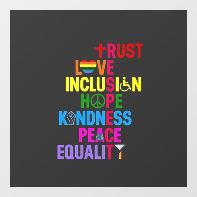 Freundlichkeit Frieden Gleichstellung Liebe Inklus Fensteraufkleber (Blatt)