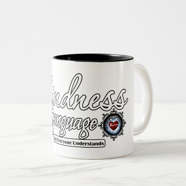 Freundlichkeit ist die Sprache Zweifarbige Tasse (VorderseiteRechts)
