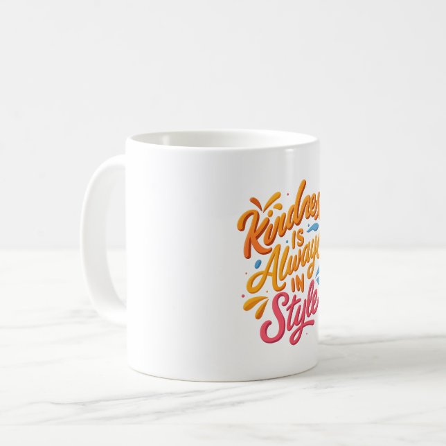 Freundlichkeit ist immer im Stil - inspirierendes  Kaffeetasse (Vorderseite Links)
