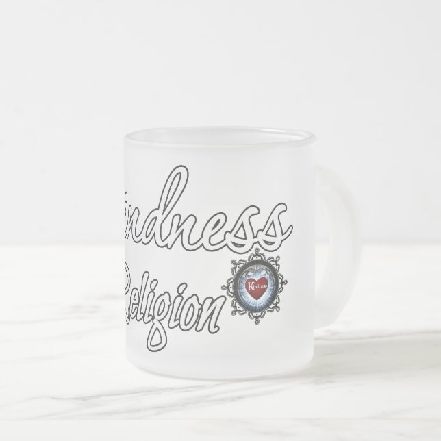 Freundlichkeit ist meine Religion Mattglastasse (VorderseiteRechts)