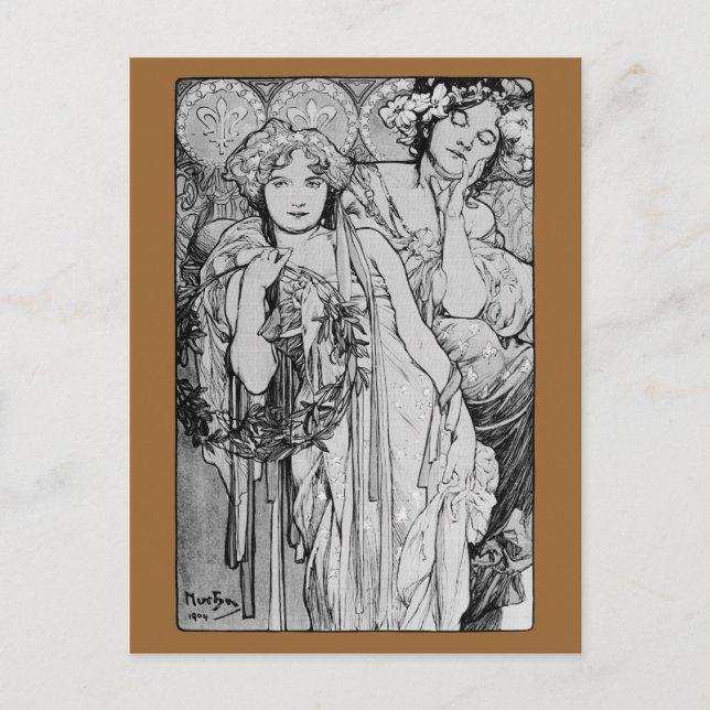 Freundschaft ~ Alphones Mucha ~ 1904 Postkarte (Vorderseite)