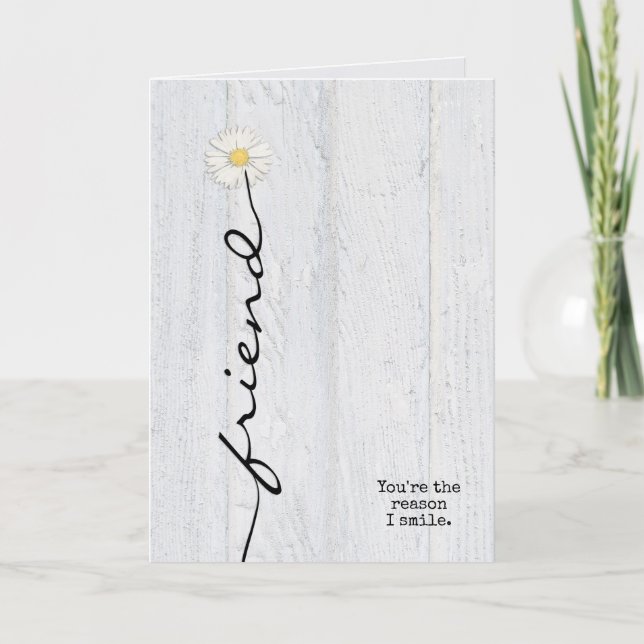 Freundschaft Blume auf Holz Karte (Vorderseite)