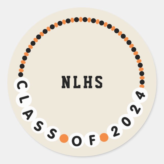 Freundschaft Bracelet 2024 Abschluss Orange + Blac Runder Aufkleber (Vorderseite)