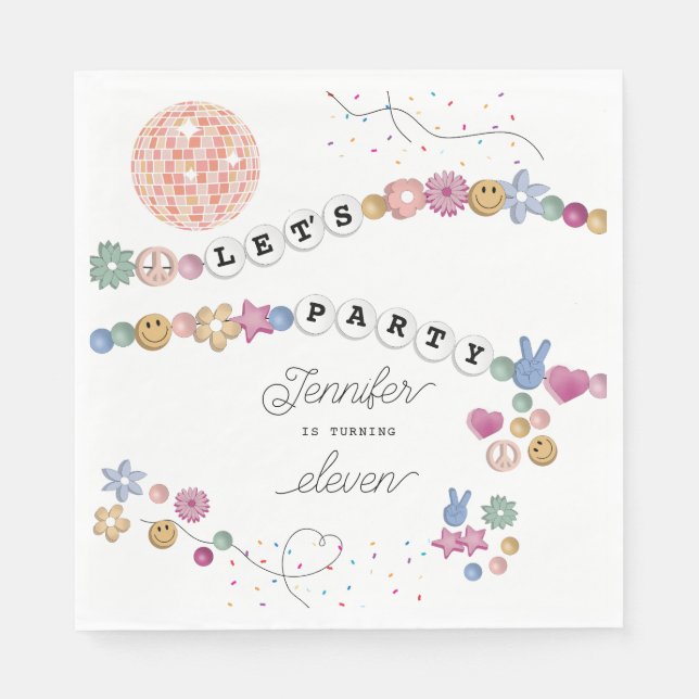 Freundschaft Bracelet Girl Jewele Geburtstagsparty Serviette (Vorderseite)