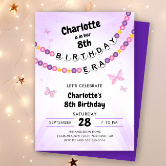 Freundschaft Bracelet Girls Birthday Era Party Einladung
