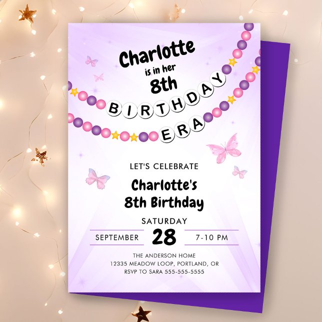 Freundschaft Bracelet Girls Birthday Era Party Einladung (Von Creator hochgeladen)