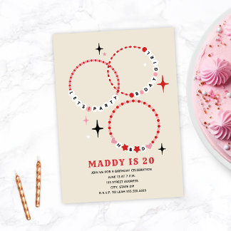 Freundschaft Bracelets Pink & Red Geburtstag Einladung