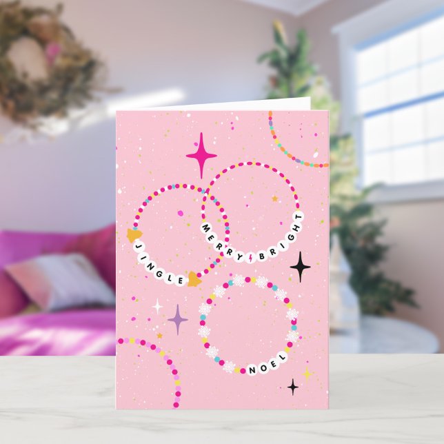 Freundschaft Bracelets Pink Weihnachts-Party Feiertagskarte (Von Creator hochgeladen)