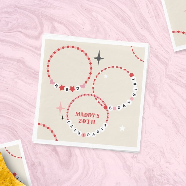 Freundschaft Bracelets Red & Pink Geburtstag Serviette (Von Creator hochgeladen)