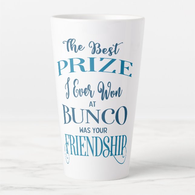 Freundschaft Bunco Bester Preis Typografie Blaue M Milchtasse (Vorderseite)