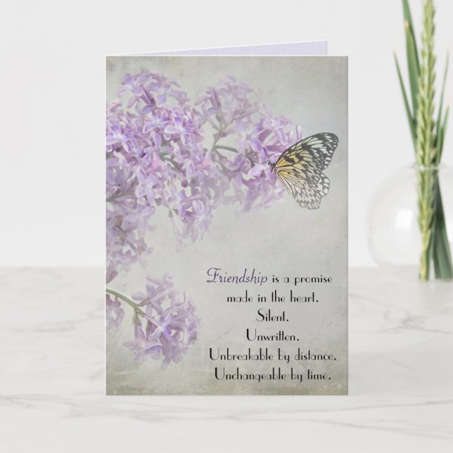 Freundschaft Butterfly auf Lila Lilac Blossom Karte (Vorderseite)