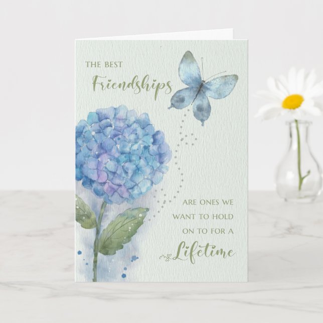 Freundschaft Butterfly und Hydrangea Geburtstag Karte (Kleine Pflanze)