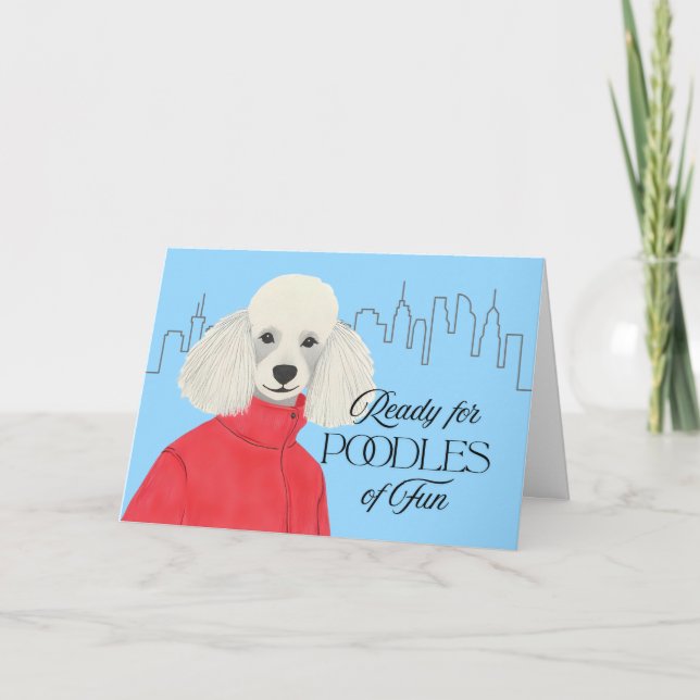 Freundschaft Classy Poodle Stadt Hintergrund Karte (Vorderseite)