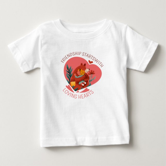 Freundschaft fängt mit liebevollen Herzen an Baby T-shirt (Vorderseite)