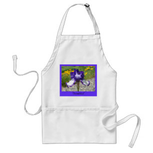 Freundschaft! Geschenke Lila Schwertlilien-Blume Q Schürze