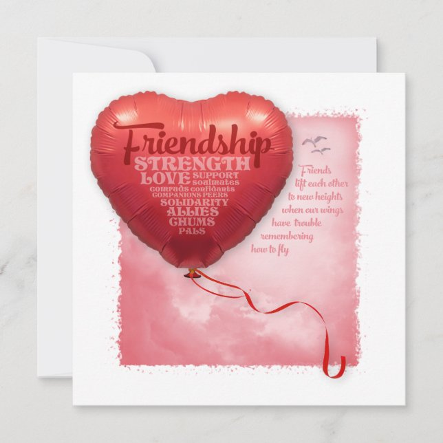 Freundschaft Heart Balloon Karte (Vorderseite)