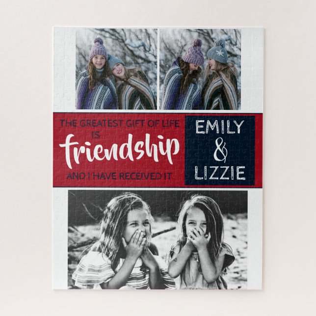 Freundschaft inspirierend mit Namen und Fotos (Vertikal)