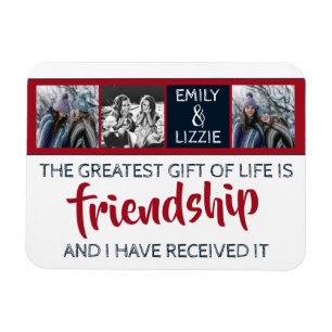 Freundschaft inspirierend mit Namen und Fotos Magnet