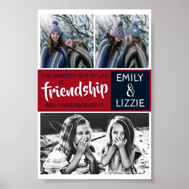 Freundschaft inspirierend mit Namen und Fotos Poster (Vorne)