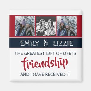 Freundschaft inspirierendes Zitat mit Namen und Fo Magnet