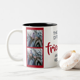 Freundschaft inspirierendes Zitat mit Namen und Fo Zweifarbige Tasse