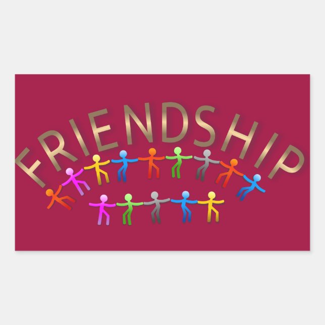 Freundschaft, Kids-Holding-Handdesign Rechteckiger Aufkleber (Vorderseite)