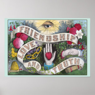 Freundschaft, Liebe, Wahrheit Vintag Poster