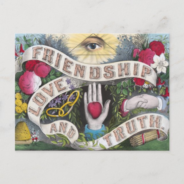 Freundschaft, Liebe, Wahrheit Vintag Postkarte (Vorderseite)