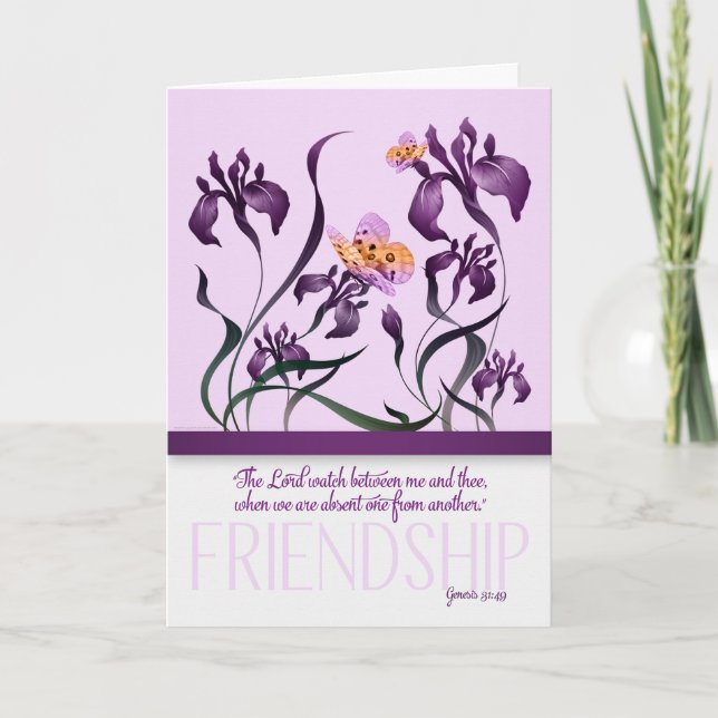 Freundschaft mit Genesis 31 Bible Verse und Lila Karte (Vorderseite)