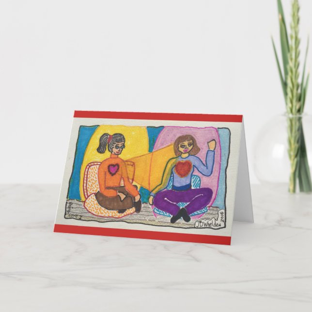 Freundschaft mit offenen Herzen Feiertagskarte (Vorderseite)