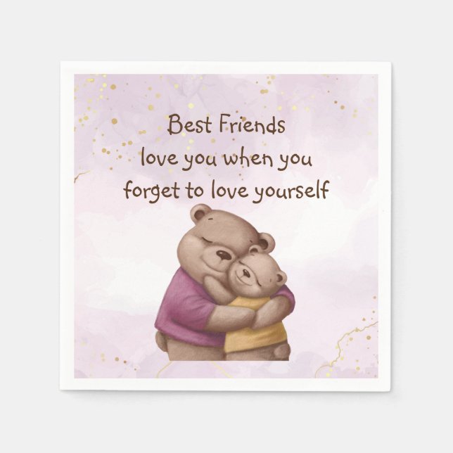 Freundschaft Teddy Bären Liebe Sie Inspiration Serviette (Vorderseite)