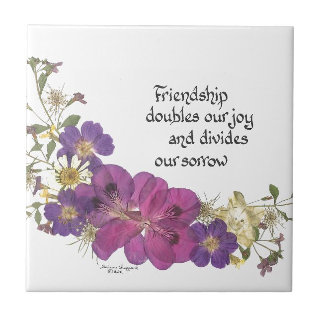 Freundschaft und Blumen Fliese (Vorderseite)