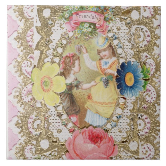 Freundschaft, Valentine Card, c.1870 (Farbe litho Fliese (Vorderseite)