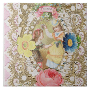 Freundschaft, Valentinsgrußkarte, c.1870 Fliese