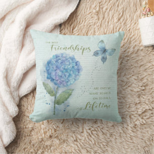 Freundschaft Wasserfarbe Blaue Hortensie und Schme Kissen