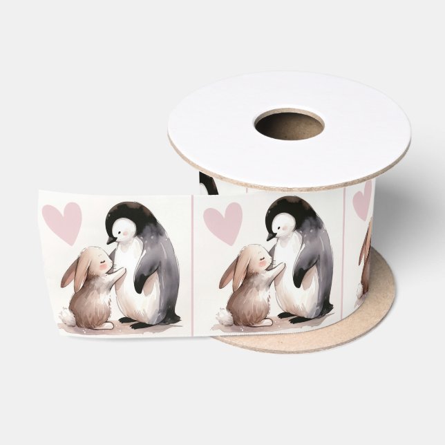 Freundschaft zwischen Bunny und Penguin Satinband (Spule)