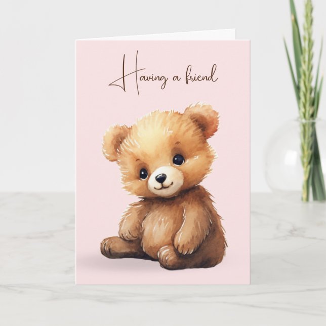 Freundschaft zwischen Wasserfarbe und Teddy Bear Karte (Vorderseite)