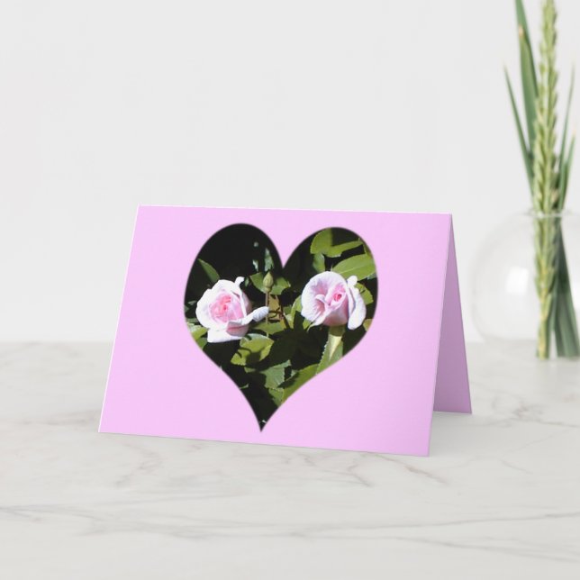 Freundschafts-Karte mit DoppelRosen im Herzen Karte (Vorderseite)