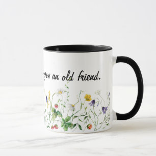 Freundschaftsangebot und Wildblumen auf Weiß Tasse