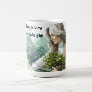 Freundschaftsbotschaft für Frauen im Blumengarten Kaffeetasse