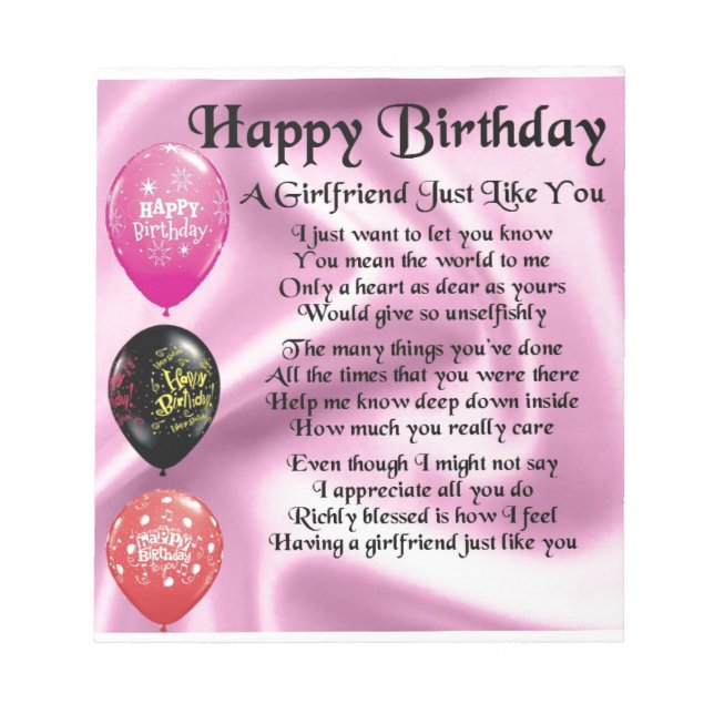 Freundschaftsgedicht - Happy Birthday Notizblock (Vorderseite)